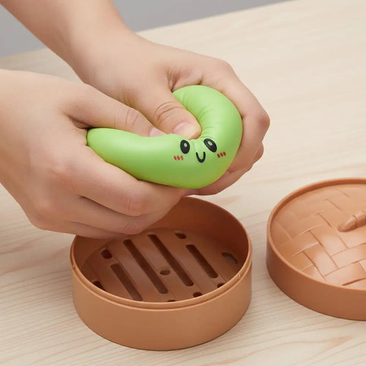 Squishy dumpling kawaii vapeur bambou coloris rose