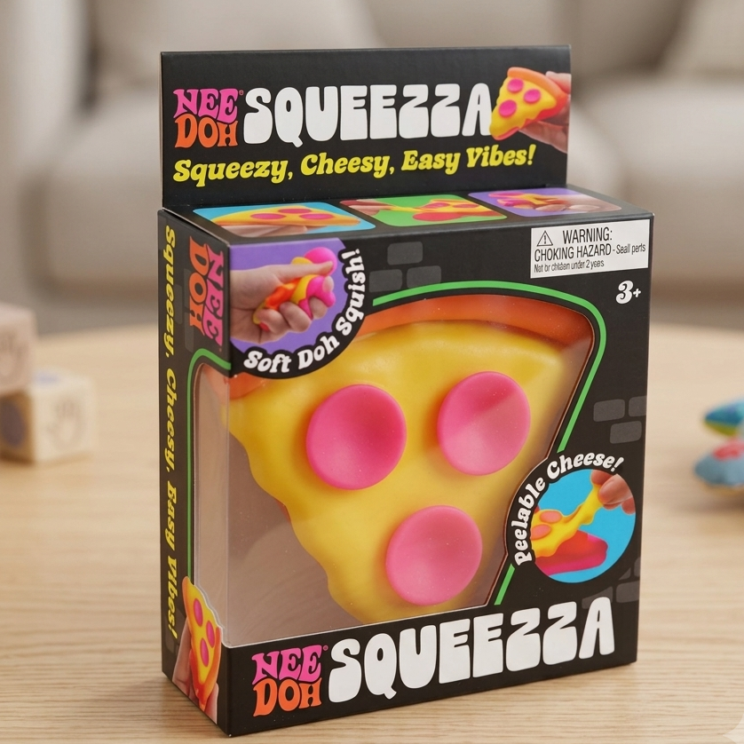 Squishy Nee Doh part de pizza anti-stress, effet fromage qui s'étire