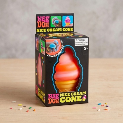 Squishy cornet de glace Nee Doh, fidget sensoriel à presser et qui reprend sa forme