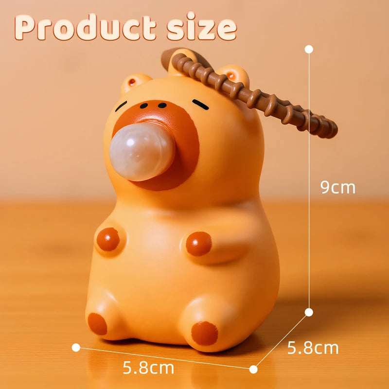 Squishy capybara porte-clés anti-stress avec sa chaînette