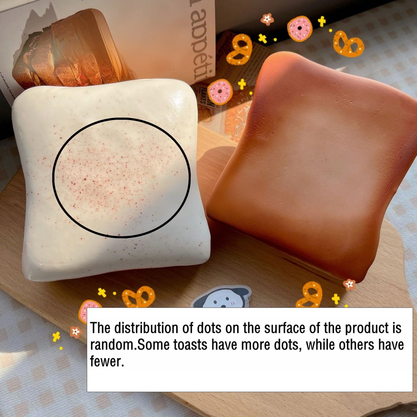 Squishy toast gourmand sensoriel tenu en main