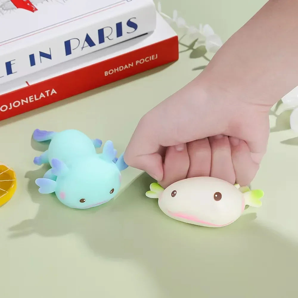 Squishy axolotl kawaii coloris violet mousse à retour lent
